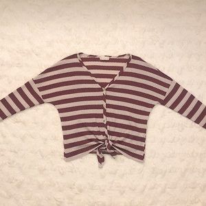 Cute, Long-sleeve, Stripped, Crop-Top